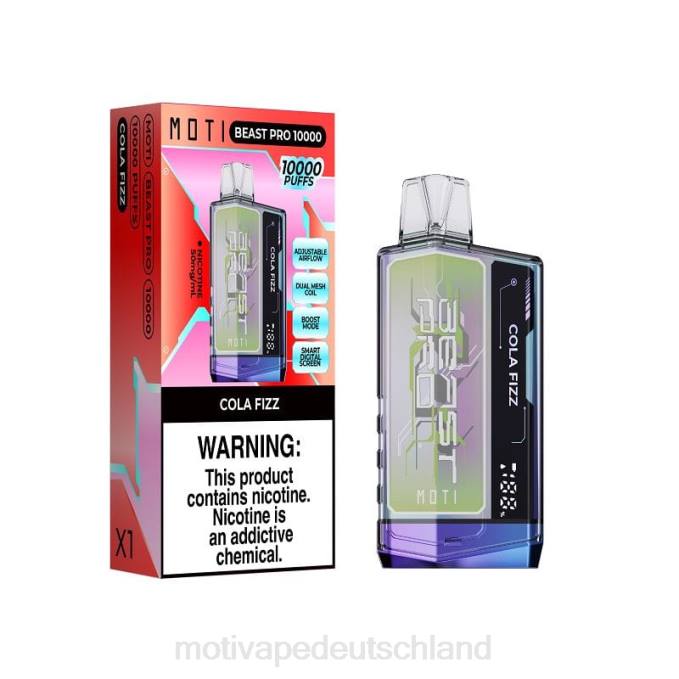 6L2V42 MOTI Beast Pro Einweg-Vaporizer (5 %, 10.000 Züge) Cola-Sprudel | MOTI vape Berlin