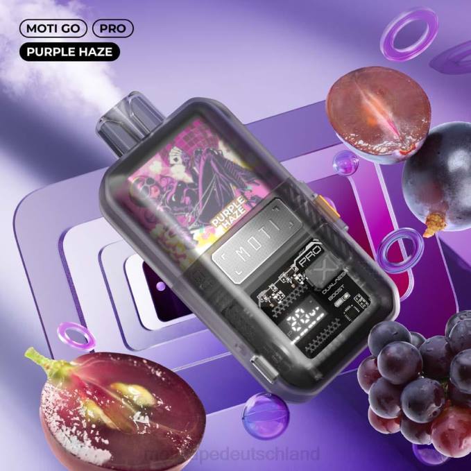 6L2V19 MOTI Go Pro Einweg-Vaporizer (5 %, 12.000 Züge) lila Nebel | MOTI vape refill