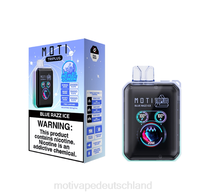 6L2V9 MOTI Triplus 20.000 Einweg-Vaporizer (5 %, 20.000 Züge) Erdbeereis | MOTI vape refill