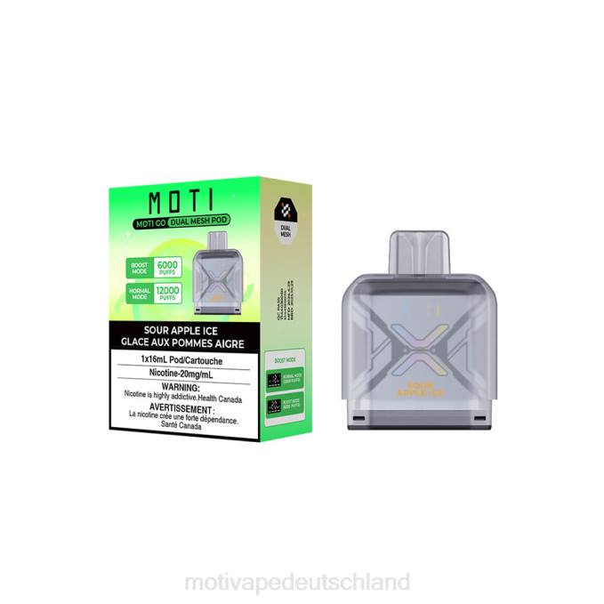 6L2V88 MOTI Go Pro Einwegkapsel saures Apfeleis | MOTI vape review